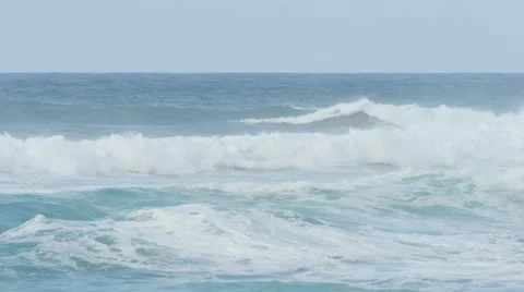High surf ocean wave beach in Hawaii slow motion Stock Footage 12763873