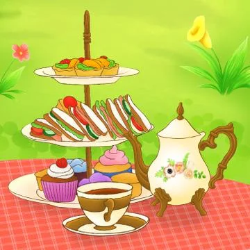 High Tea Dish Illustration Stock Illustration