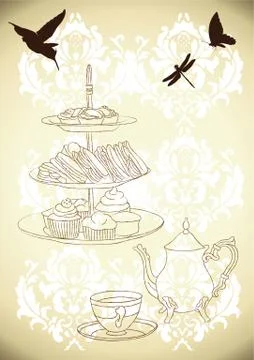 High Tea Vector Art Stock Illustration