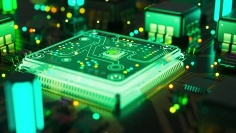 High tech 3d animation of digital processor Stock Footage 337338239