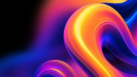 High-Tech 3D Gradient Flow Shape on Futuristic Dark Background Stock Illustration