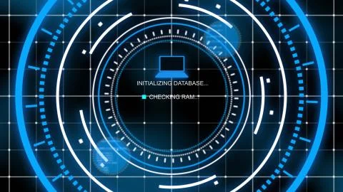 A high-tech 3d illustration of a computer display covered with a network chec Illustrazione stock
