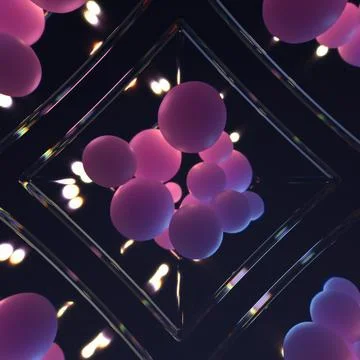A high-tech 3D illustration of a structure of repeating glass cubes Illustrazione stock