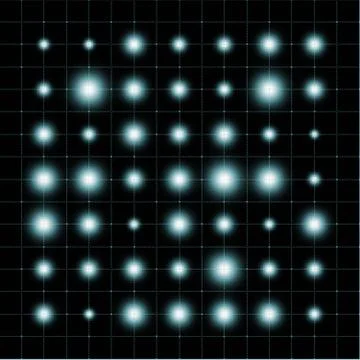 High tech abstract desgin with blurred cyan dots in a balck grid background. Stock Illustration