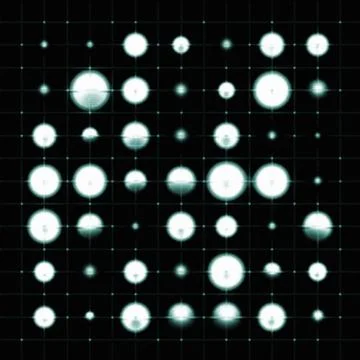 High tech abstract desgin with blurred cyan dots in a balck grid background. Stock Illustration