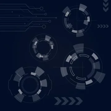 High tech abstract HUD circle design elements Stock Illustration