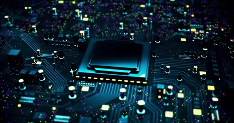 High Tech AI Computer Processor On Motherboard. Futuristic Technology. Stock Footage 288120112