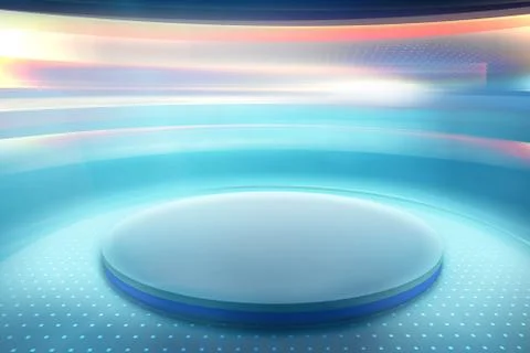 High tech and modern 3d studio space with big round stage at center concept Stockillustratie