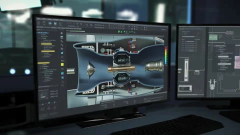 High tech application creates realistic 3d models of the industrial turbine Stock Footage 271579105