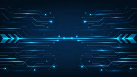 High Tech Background of Digital Data Flow Abstract with Glowing Blue Circui.. Stock Illustration