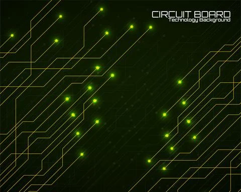 High-tech background with glowing circuit board, neon technology design. Vector Stock Illustration