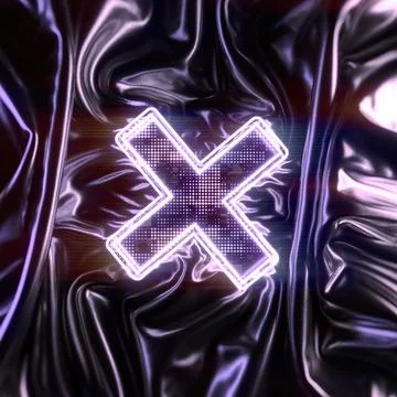 A high-tech background with a neon X symbol filled with an LED grid 3D Stockillustratie