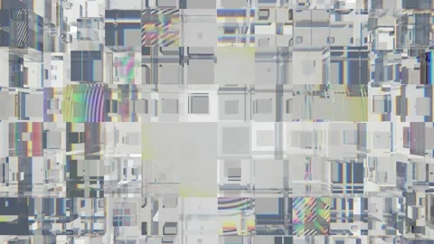 High tech background. A wall of glass cubes. Light is refracted on the surface Stock Footage 144534517