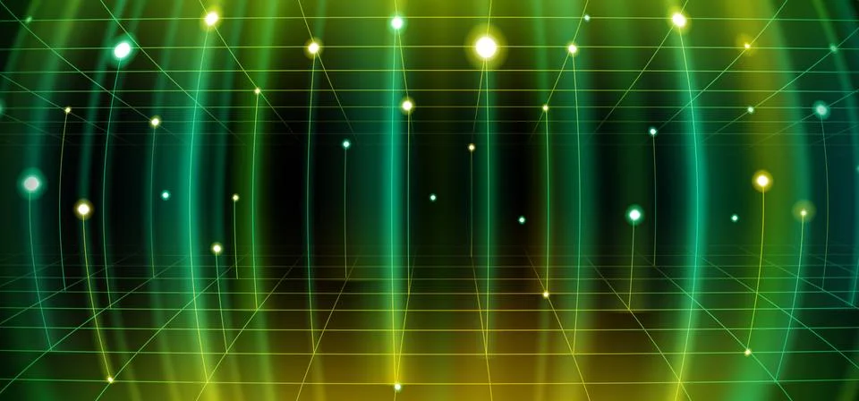 High tech banner with green wireframe on black 스톡 일러스트