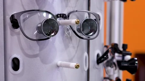 High-tech binocular glasses on display. Stockbeeldmateriaal 340899032