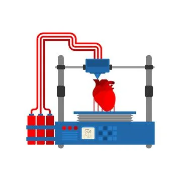 High-tech bioprinter creates a human heart using advanced tissue engineerin.. Illustrazione stock