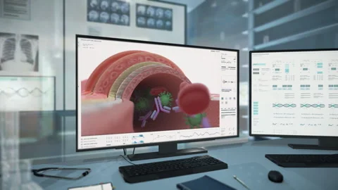 High Tech Blood Stream Analysis Program Discovers Covid Virus Microbes Video stock 252482337