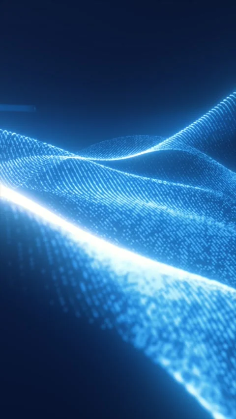 High-tech blue digital mesh forms flowing waves of data points on a dark ba.. Stock Footage 311338024