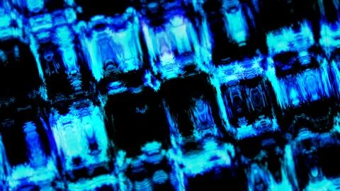 High-tech blue glitch effect with rectangular shapes and glowing cyan light. 스톡 일러스트