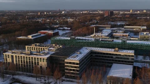 High Tech Campus Eindhoven Winter Aerial Video stock 327300758