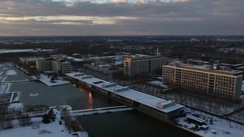 High Tech Campus Eindhoven Winter Aerial Video stock 327300796