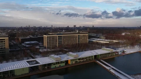 High Tech Campus Eindhoven Winter Aerial Video stock 327301158