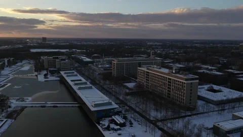 High Tech Campus Eindhoven Winter Aerial Video stock 327305621