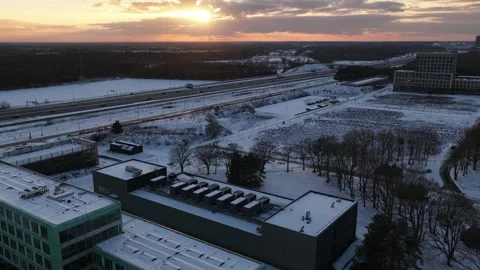 High Tech Campus Veldhoven Datacenter Winter Aerial 库存影片 327299485
