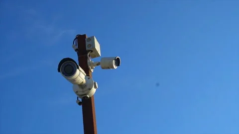 High-tech CCTV camera on a pole 스톡 동영상 94139204