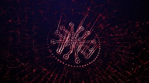 High-tech circuit board with a central glowing chip element ideal for data and Stock Footage 318935044