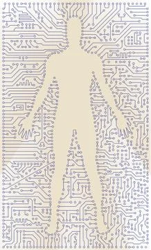 High tech circuit board man silhouette. vector computer digital art Stockillustratie