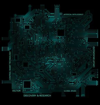 High Tech Circuit Board, Technology Computer Background Stock Illustration