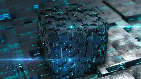 High tech circuit cube Video stock 169531187
