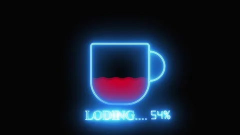 High-tech coffee cup with bright red liquid at 100% and animated loading te.. Stock Footage 321590368