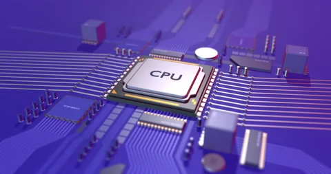 High Tech Computer Chips Processors Transmitting Data. Futuristic Technology. Stock Footage 194097168