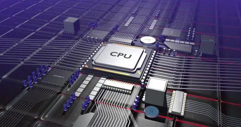 High Tech Computer Chips Processors Transmitting Data. Futuristic Technology. Stock Footage 194282122