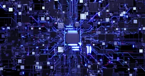High Tech Computer Circuit Board Processing Data. Stock Footage 306318001