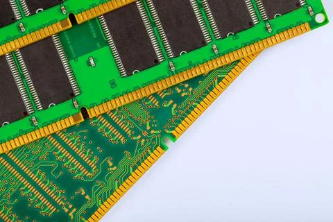 High tech computer memory module displayed on clean surface highlighting Stock Photos