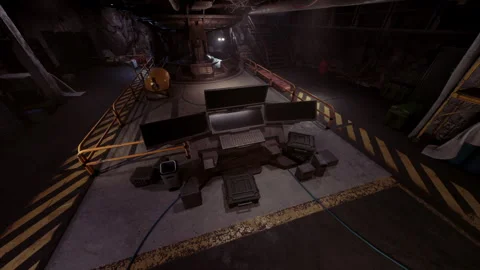 High tech Control Center in a Dimly Lit Underground Facility Stock Footage 348713801