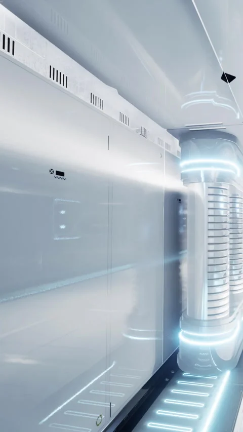 High tech corridor with futuristic design and glowing elements Stock Footage 334173713