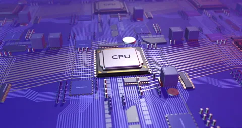 High Tech CPU Chip On Server Computer. Futuristic Technology. Stock Footage 194515538