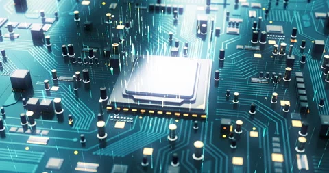 High Tech CPU Computer Processor On Server Computer. Futuristic Technology. Stock Footage 264730565
