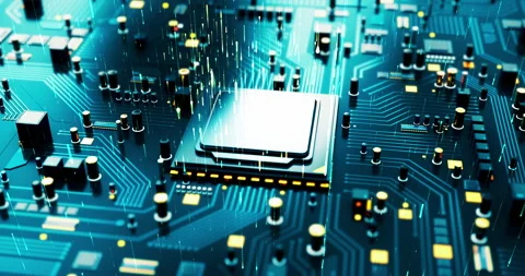 High Tech CPU Computer Processor On Server Computer. Futuristic Technology. Stock Footage 288145044
