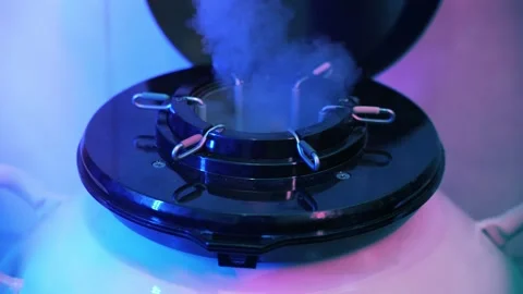 High tech cryogenic container with medical samples. Stock Footage 217380194