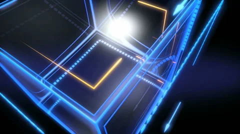 High tech cube object transform in the dark Stock Footage 49667592