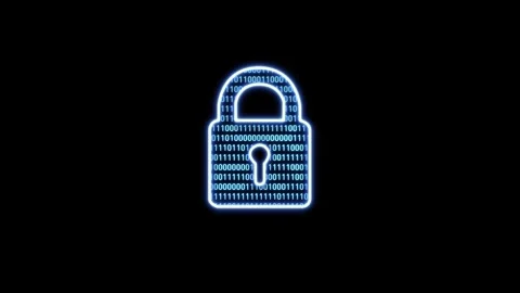 High-Tech Cybersecurity Lock with Binary Code and Digital Interface Stock Footage 290302789