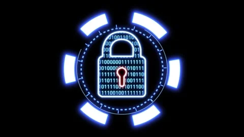 High-Tech Cybersecurity Lock with Binary Code and Digital Interface Stock Footage 290302809
