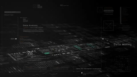High-tech data analysis and data mining digital interface with abstract Stock Footage 327943189