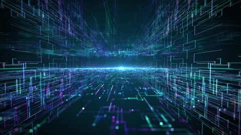 High-tech data lines travel through three-dimensional space Stock Footage 343607708