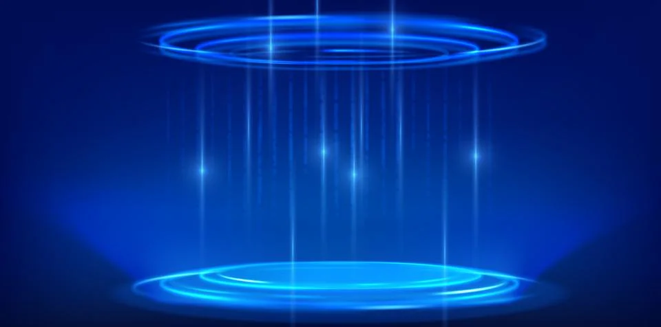 High tech data podium with AI hologram effects Stockillustratie